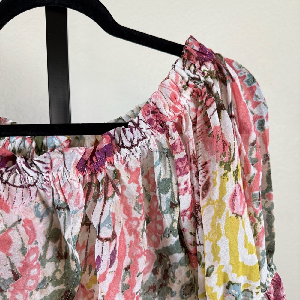 Festival Romantic Boho Crop Top Off Shoulder Ruffle Lightweight Medium Western - Picture 14 of 16